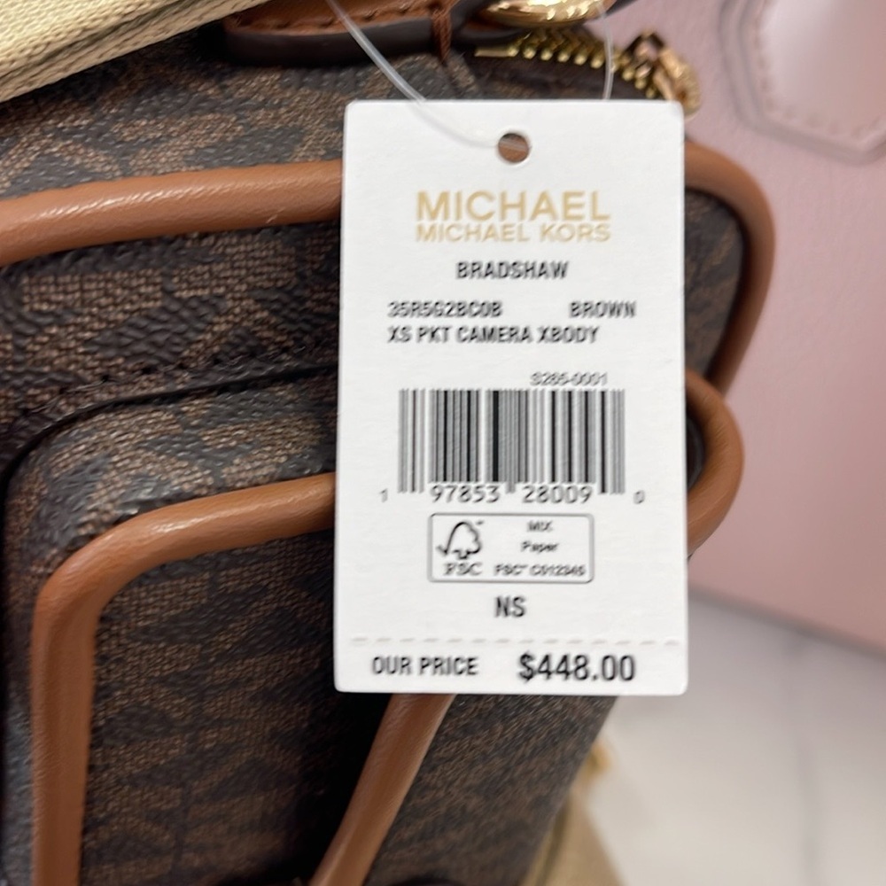 Michael Kors Bradshaw Extra-Small Metallic Signature Logo Camera Crossbody Bag - Picture 13 of 16